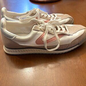 Tretorn Women's Sneakers in White, Pink, and Tan